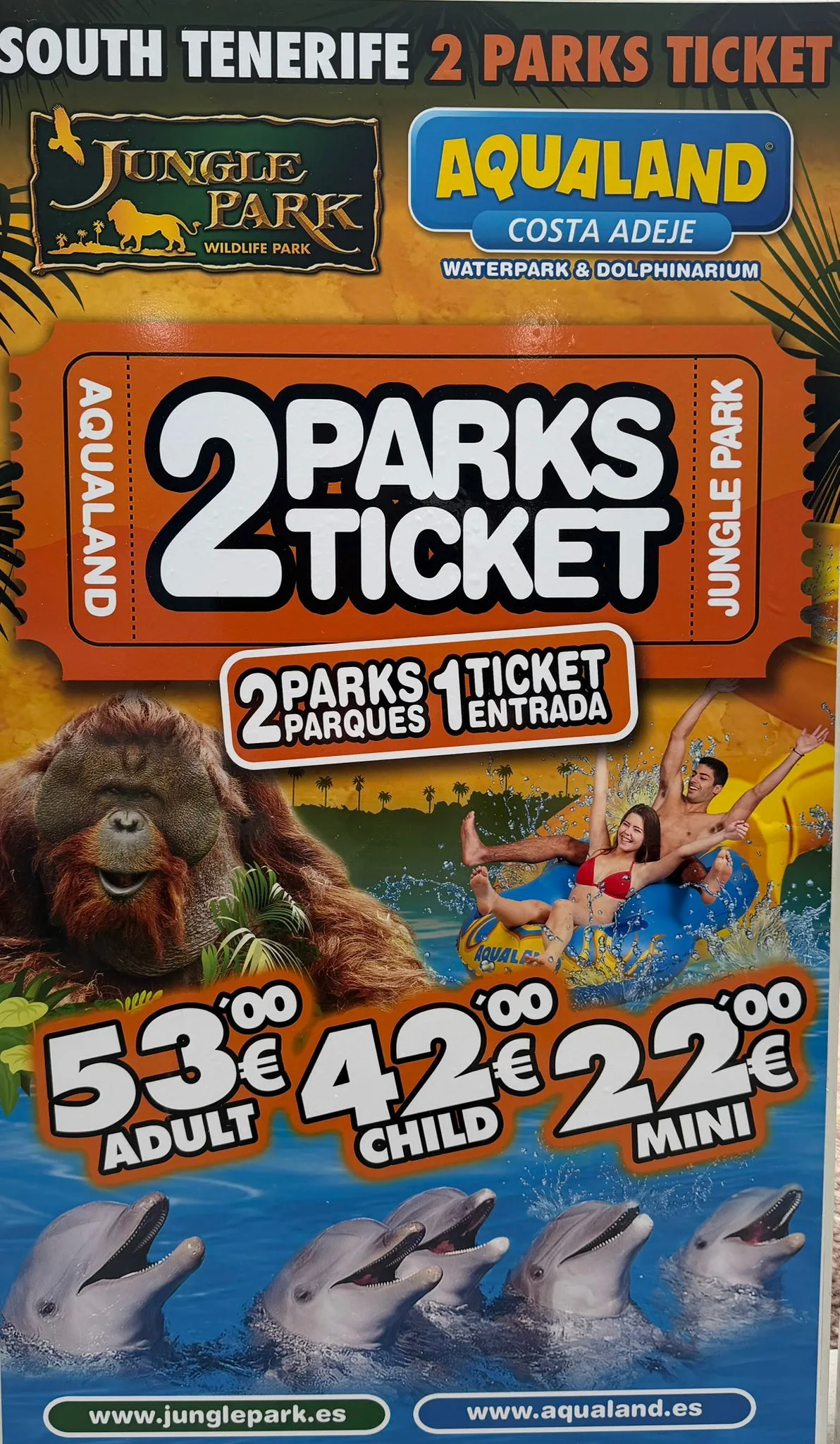 Twin Ticket Jungle Park + Aqualand — 8h · Fácil · Tenerife